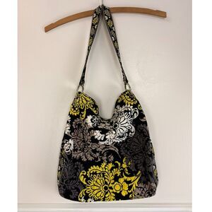 Vera Bradley Baroque Boho Black and Yellow Floral Shoulder Bag